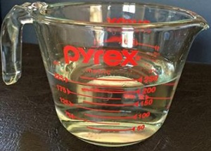 pyrex measuring cup filled with water